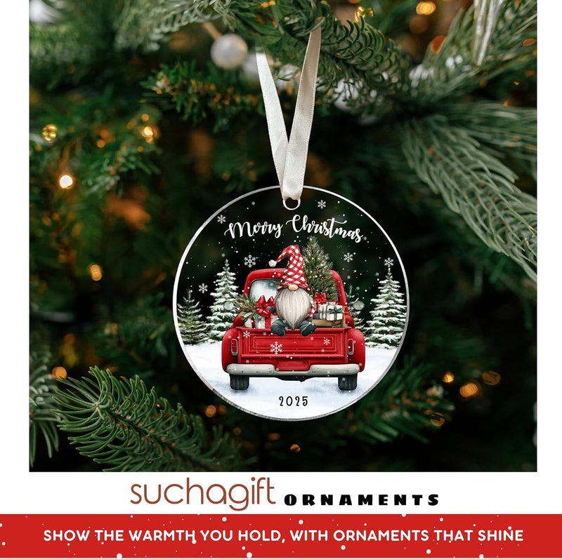 SUCHAGIFT Gnome Christmas Ornaments, Gnome Ornaments for Christmas Tree - Gnomes Gifts for Women, Men, Lovers - Acrylic Xmas Ornament 2025 - Image 2